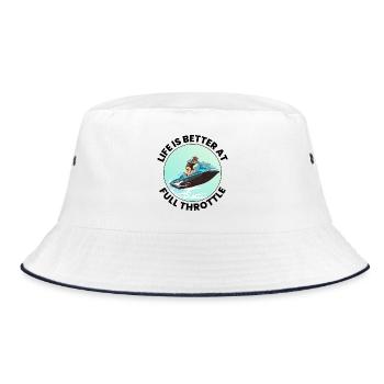 Jet Ski Full Throttle Watersports Adventure Ocean - Bucket Hat - white/navy - Front