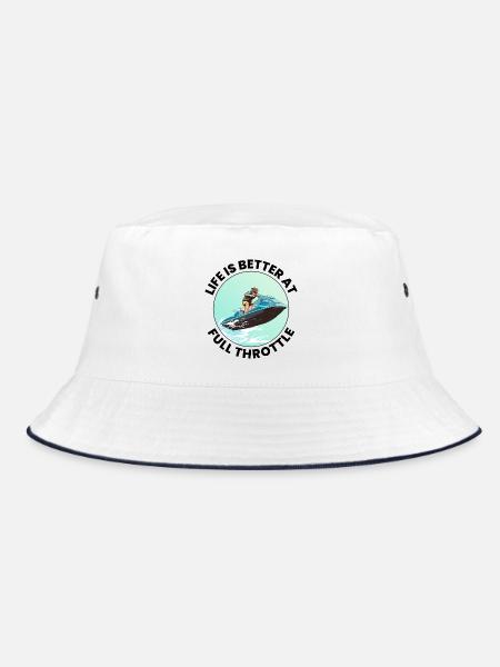 Jetski Vollgas Wassersport Abenteuer Ozean - Bucket Hat - Weiß/Navy - Vorne