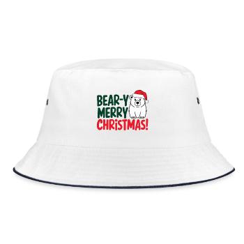 Festliches Bär Weihnachtsdesign - Bucket Hat - Weiß/Navy - Vorne