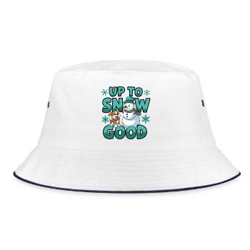 Verspielter Schneemann und Hund Weihnachtsdesign - Bucket Hat - Weiß/Navy - Vorne