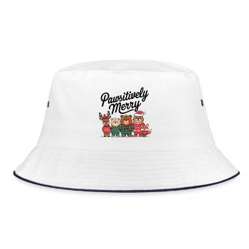 Festive Animal Christmas Crew - Bucket Hat - white/navy - Front