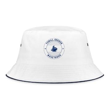 Thrill Seeker Wave Rider Jetski-Abzeichen - Bucket Hat - Weiß/Navy - Vorne