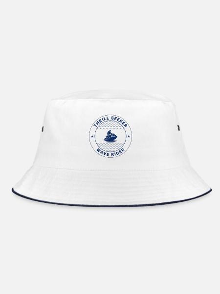 Thrill Seeker Wave Rider Jet Ski Badge - Bucket Hat - white/navy - Front