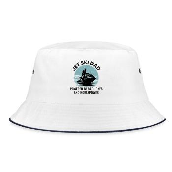 Jetski Dad – Angetrieben von schlechten Witzen und Pferdestärken - Bucket Hat - Weiß/Navy - Vorne