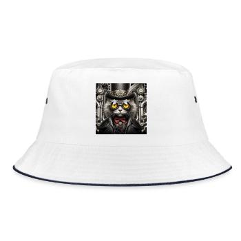 Chat Steampunk - Bob - blanc/marine - Devant