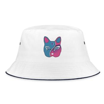 Zip Face Franken Neko Mask - Bucket Hat - white/navy - Front
