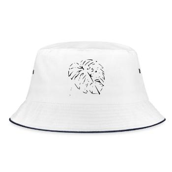Monstera - Bucket Hat - Weiß/Navy - Vorne