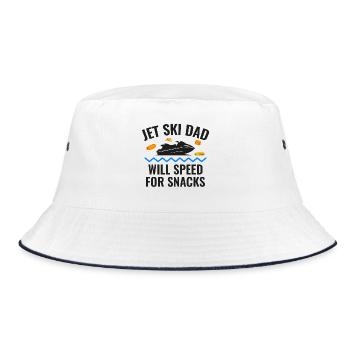 Jet Ski Dad – Will Speed for Snacks - Bucket Hat - white/navy - Front