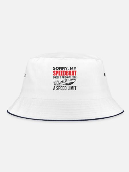 Speedboat Racing Humor für Bootsbegeisterte - Bucket Hat - Weiß/Navy - Vorne