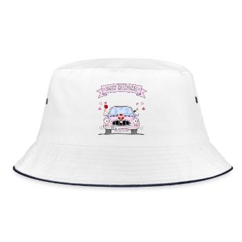 Just Married Hochzeitsauto rosa - Bucket Hat - Weiß/Navy - Vorne