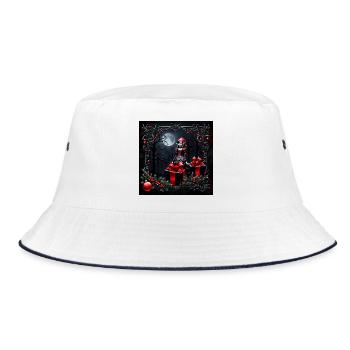 Cute gothic Christmas elf. - Bucket Hat - white/navy - Front