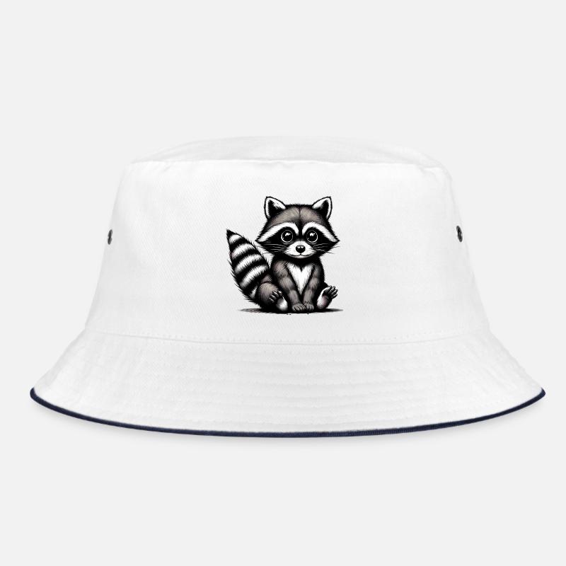 Waschbär - Bucket Hat - Weiß/Navy