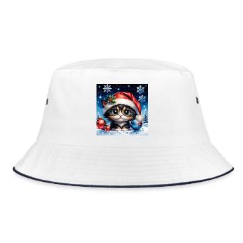 Entzückendes Weihnachtskätzchen. - Bucket Hat - Weiß/Navy - Vorne