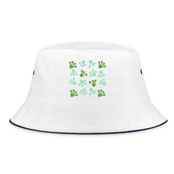 Frog Feet Prints L Frog Paw Print - Bucket Hat - white/navy - Front