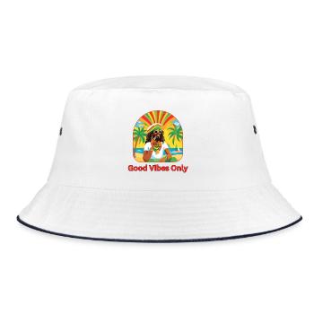 Gute Stimmung – Rasta-Man Jamaika Sommer Sonne - Bucket Hat - Weiß/Navy - Vorne