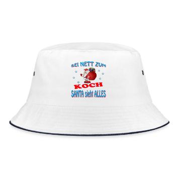 SANTA KOCH - Bucket Hat - Weiß/Navy - Vorne