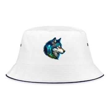 Wolf - Bucket Hat - white/navy - Front