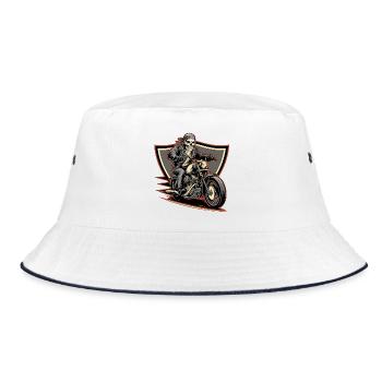 Fearless biker on a gloomy ride - Bucket Hat - white/navy - Front