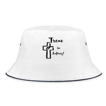 Traue im Auftrag Fisch taucht ins Kreuz Hochzeit - Bucket Hat - Weiß/Navy - Vorne