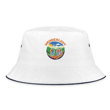 Wanderlust - Geniesse Wandern Natur & Abenteuer - Bucket Hat - Weiß/Navy - Vorne