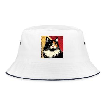 Cat 1 2 - Bucket Hat - white/navy - Front