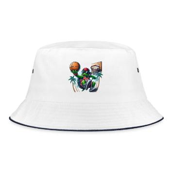 Basketball Schildkröte Dunking cool Geschenk - Bucket Hat - Weiß/Navy - Vorne