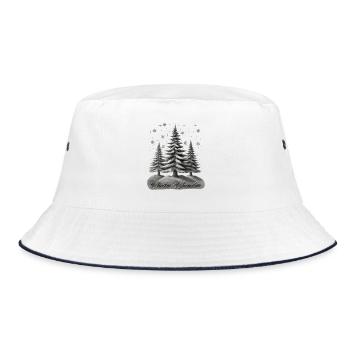 Winter Wunder – Tannen im Schnee - Bucket Hat - Weiß/Navy - Vorne
