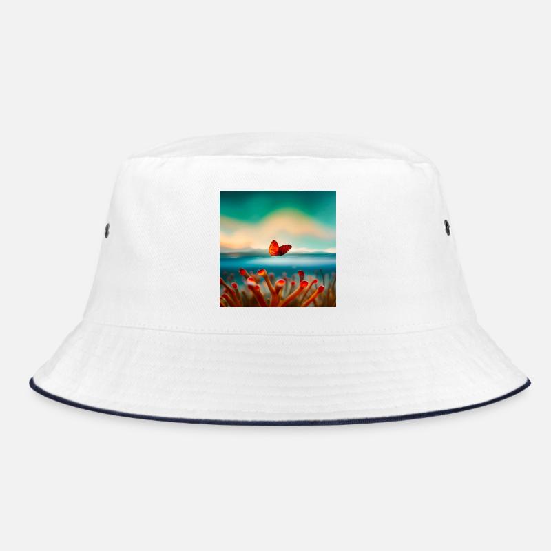 Coral Butterfly Bucket Hat