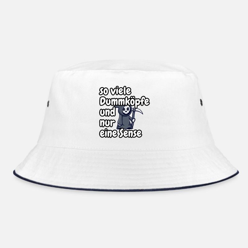 so viele Dumköpfe und nur eine Sense, lustig - Bucket Hat - Weiß/Navy