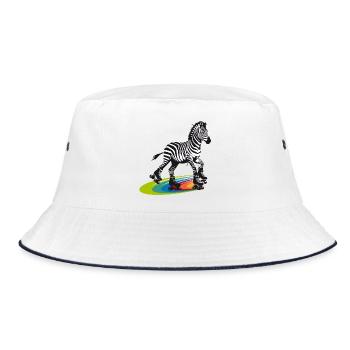 Rollschuh-Zebra im Stencil-Stil - Bucket Hat - Weiß/Navy - Vorne