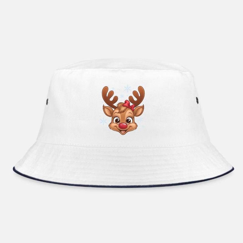 Süßes Rentier-Mädchen mit Schneeflocken Bucket Hat