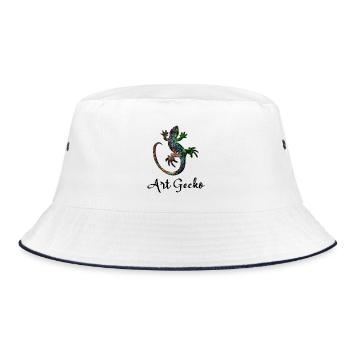 Bunter Gecko - Art Gecko - Bucket Hat - Weiß/Navy - Vorne