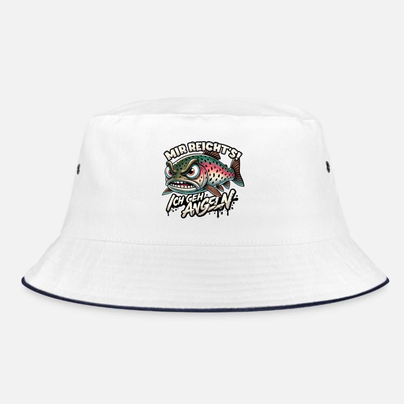 Mir reichts ich geh Angeln Forelle Geschenk - Bucket Hat - Weiß/Navy