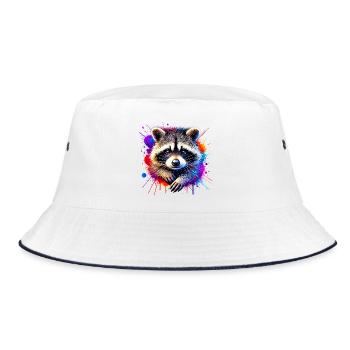 Waschbär - Bucket Hat - Weiß/Navy - Vorne