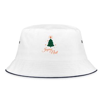 Frohe Weihnachten in Rot: Klassisch und Fröhlicher Baum - Bucket Hat - Weiß/Navy - Vorne