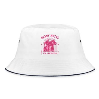 Heavy Metal – Ritter & Pferd Mittelalter-Design - Bucket Hat - Weiß/Navy - Vorne