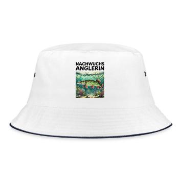 Hecht - Nachwuchs Anglerin - Bucket Hat - Weiß/Navy - Vorne