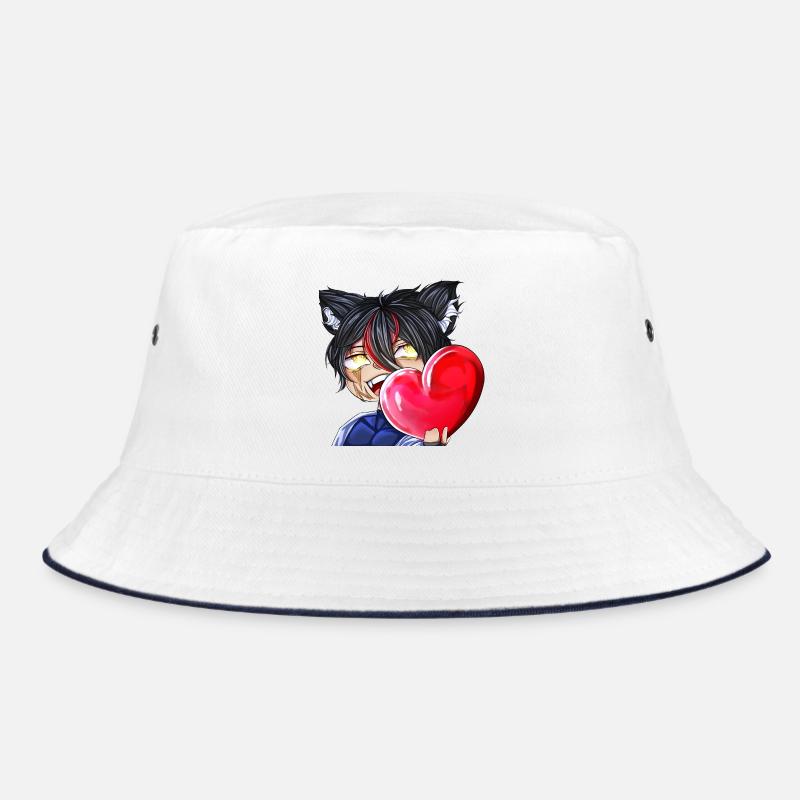 Chibi mit Herz - Bucket Hat - Weiß/Navy