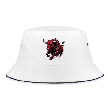 Stier - Bucket Hat - Weiß/Navy - Vorne