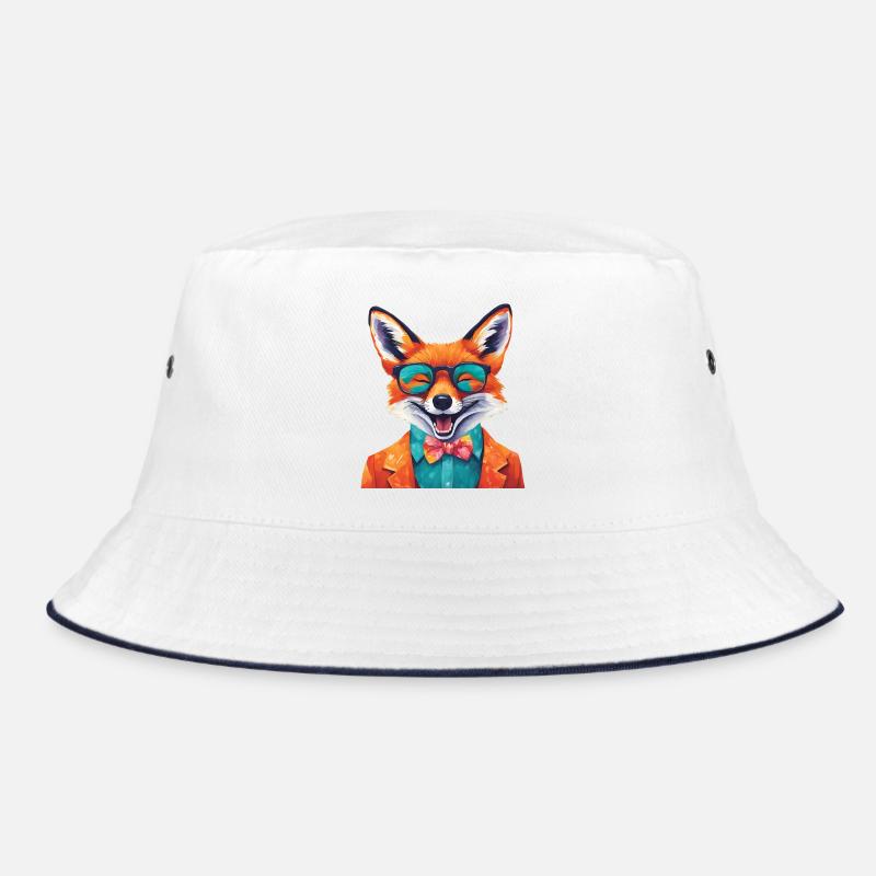 Lebendiger Fuchs in stilvoller Kleidung Bucket Hat