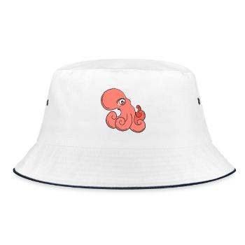 Octopus Bulging Eyes Awesome Sea Animal - Bucket Hat - white/navy - Front