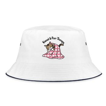 Purring Nap Under Heart Blanket - Bucket Hat - white/navy - Front