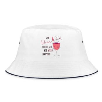 Wein Geschenk |Wein Spruch | Wer Wein verdient ... - Bucket Hat - Weiß/Navy - Vorne