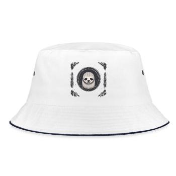 Faultier Pubertät Bär chill cool lol Gesicht illus - Bucket Hat - Weiß/Navy - Vorne