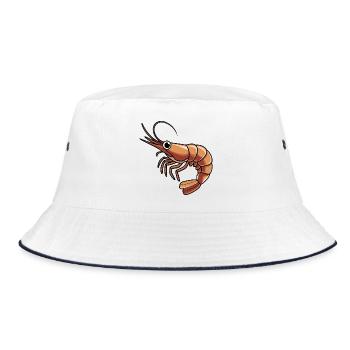 Bold Orange Shrimp Cartoon for Apparel - Bucket Hat - white/navy - Front