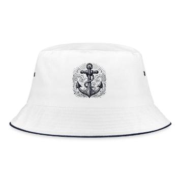 Anker Schiffsanker Anker cool maritim Geschenk - Bucket Hat - Weiß/Navy - Vorne