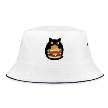 Burger Katze Pop Art - Bucket Hat - Weiß/Navy - Vorne