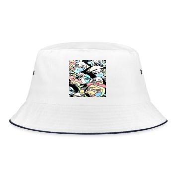 Verrückte Gesichter - Bucket Hat - Weiß/Navy - Vorne