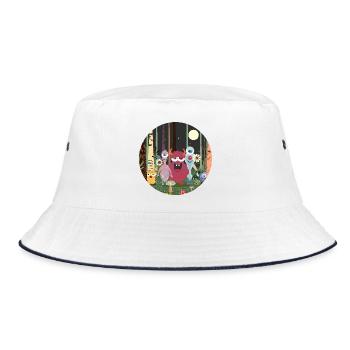 Happy group of monsters in the magical forest - Bucket Hat - white/navy - Front