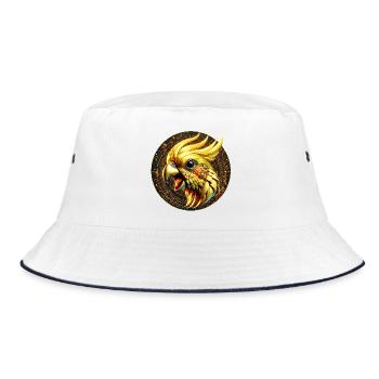 Steampunk Bird (01) - Bucket Hat - white/navy - Front